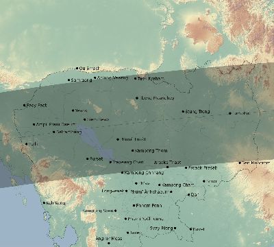 Map of the eclipse path across Cambodia on 04/01/2508