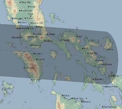 Map of the eclipse path across Philippines on 04/01/2508