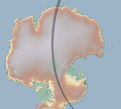 Map of the eclipse path across Antarctica on 01/30/2511