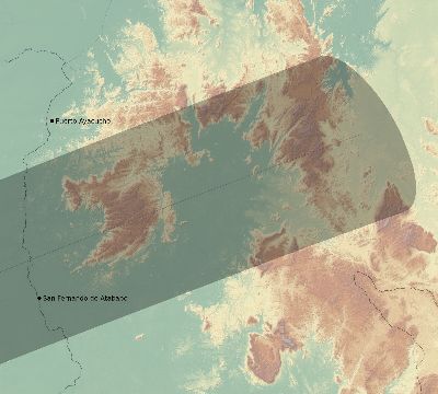 Map of the eclipse path across Venezuela on 01/20/2512