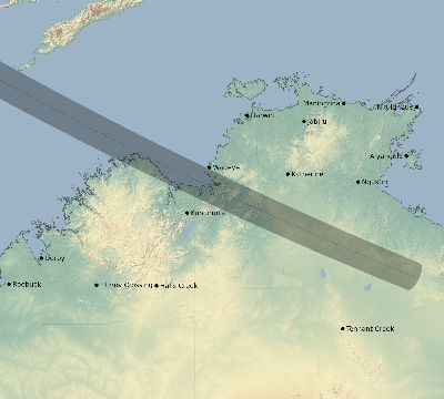 Map of the eclipse path across Australia on 07/14/2512