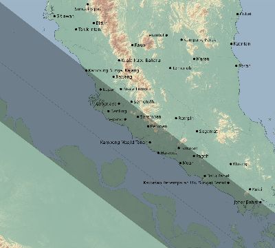 Map of the eclipse path across Malaysia on 07/14/2512
