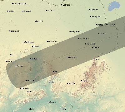 Map of the eclipse path across Nigeria on 07/14/2512