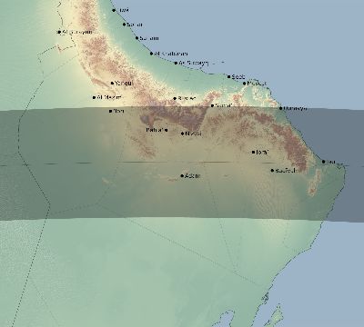 Map of the eclipse path across Oman on 07/14/2512
