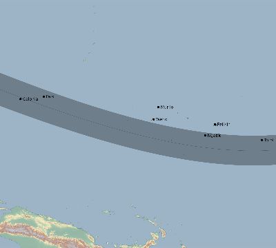 Map of the eclipse path across Micronesia on 01/08/2513