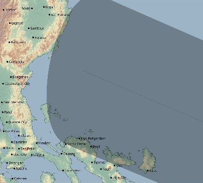 Map of the eclipse path across Philippines on 01/08/2513