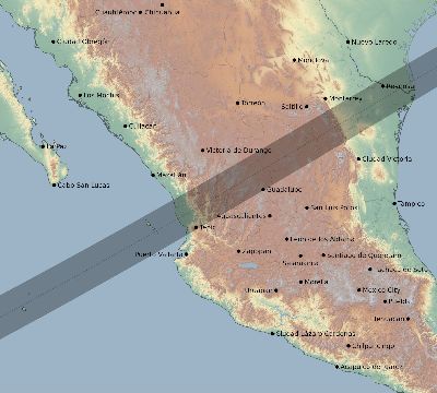 Map of the eclipse path across Mexico on 05/15/2515