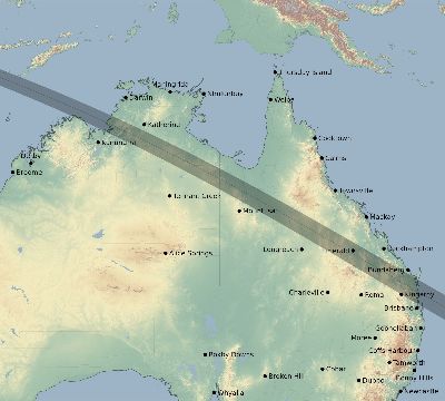 Map of the eclipse path across Australia on 11/07/2515