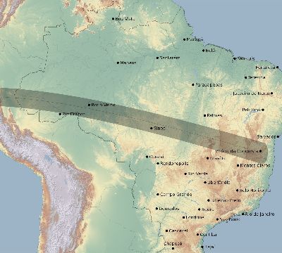 Map of the eclipse path across Brazil on 05/03/2516