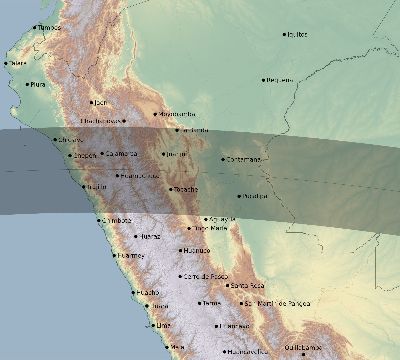Map of the eclipse path across Peru on 05/03/2516