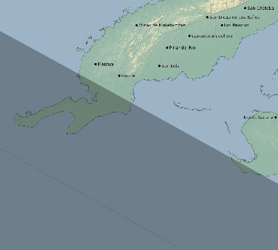 Map of the eclipse path across Cuba on 10/27/2516