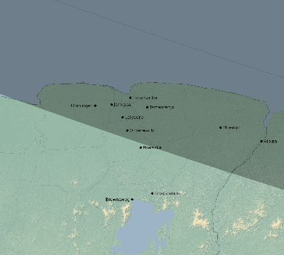 Map of the eclipse path across Suriname on 10/27/2516