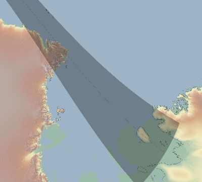 Map of the eclipse path across Antarctica on 09/06/2518