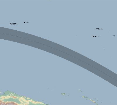 Map of the eclipse path across Micronesia on 08/26/2519