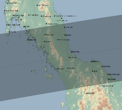 Map of the eclipse path across Thailand on 08/26/2519