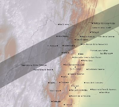Map of the eclipse path across Argentina on 02/20/2520