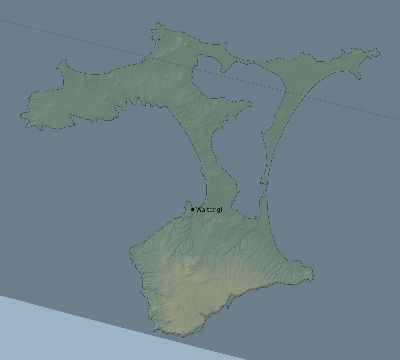 Map of the eclipse path across New Zealand on 02/20/2520