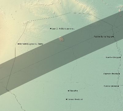 Map of the eclipse path across Paraguay on 02/20/2520