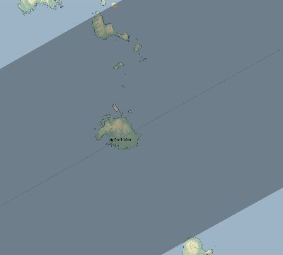 Map of the eclipse path across Vanuatu on 06/25/2522