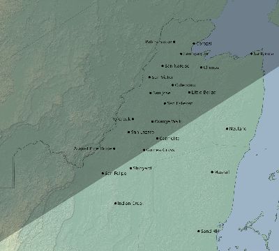 Map of the eclipse path across Belize on 06/15/2523
