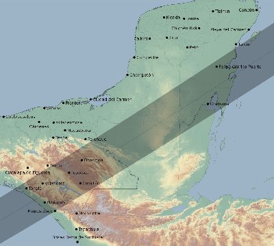 Map of the eclipse path across Mexico on 06/15/2523