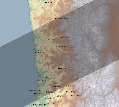 Map of the eclipse path across Chile on 12/08/2523