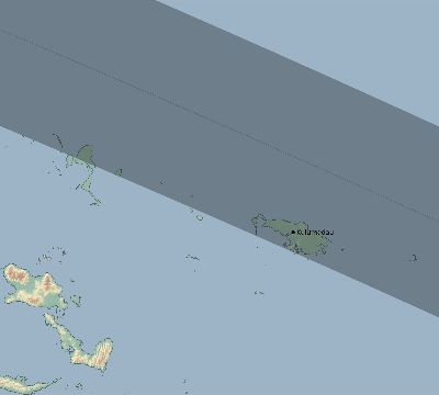 Map of the eclipse path across Papua New Guinea on 12/08/2523