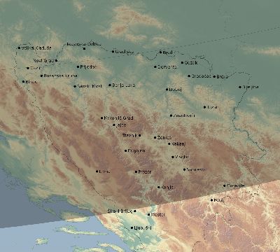 Map of the eclipse path across Bosnia and Herzegovina on 10/18/2525