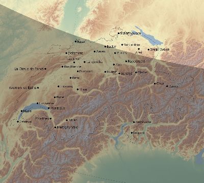 Map of the eclipse path across Switzerland on 10/18/2525