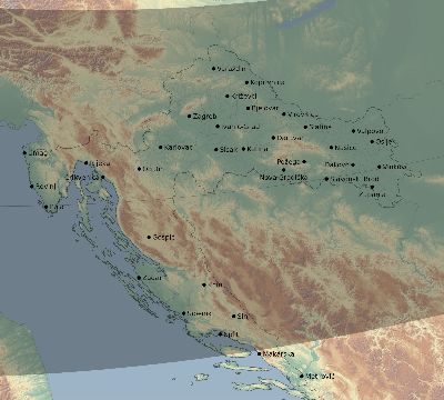 Map of the eclipse path across Croatia on 10/18/2525