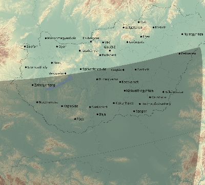 Map of the eclipse path across Hungary on 10/18/2525
