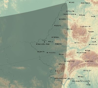 Map of the eclipse path across Romania on 10/18/2525