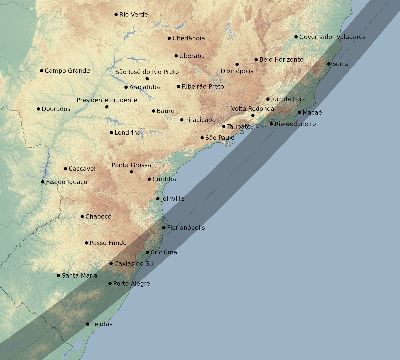Map of the eclipse path across Brazil on 04/13/2526
