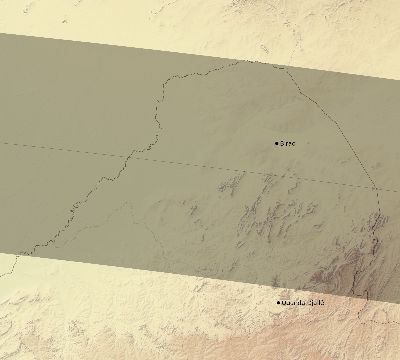 Map of the eclipse path across Central African Republic on 04/13/2526