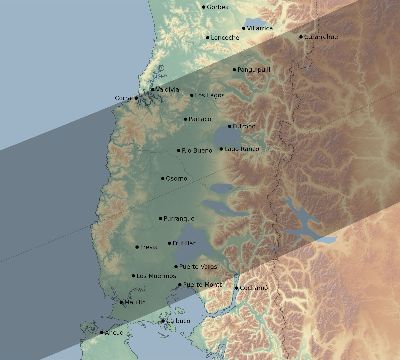 Map of the eclipse path across Chile on 04/13/2526
