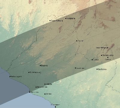 Map of the eclipse path across Liberia on 04/13/2526