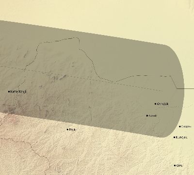 Map of the eclipse path across South Sudan on 04/13/2526