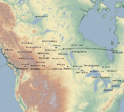 Map of the eclipse path across Canada on 04/02/2527