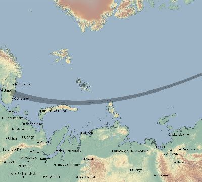 Map of the eclipse path across Russia on 08/05/2529