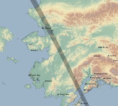 Map of the eclipse path across United States on 08/05/2529
