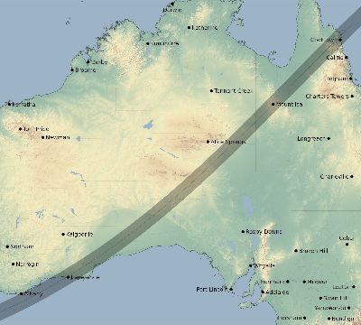 Map of the eclipse path across Australia on 01/30/2530