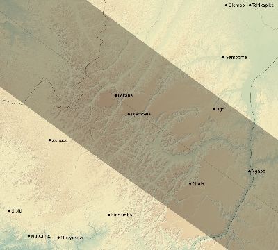 Map of the eclipse path across Republic of the Congo on 07/25/2530