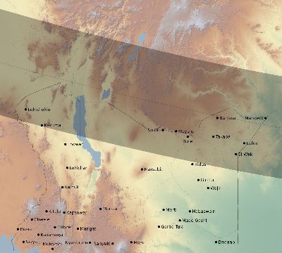 Map of the eclipse path across Kenya on 01/19/2531