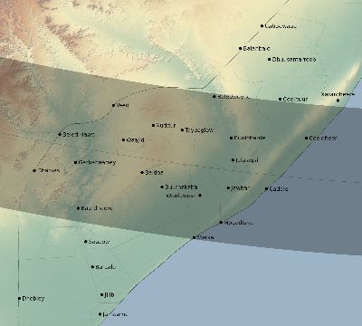 Map of the eclipse path across Somalia on 01/19/2531