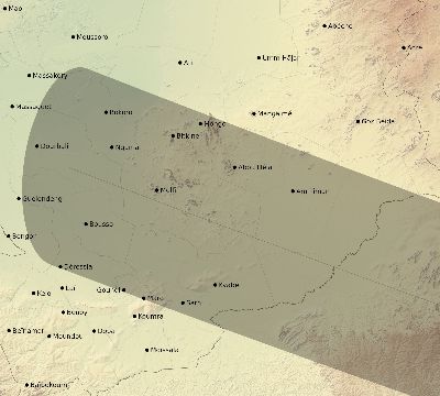 Map of the eclipse path across Chad on 01/19/2531