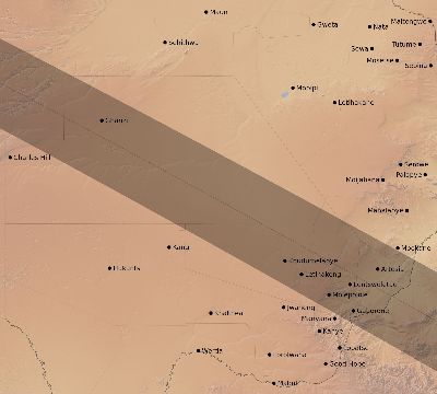 Map of the eclipse path across Botswana on 11/17/2533