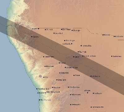 Map of the eclipse path across Namibia on 11/17/2533