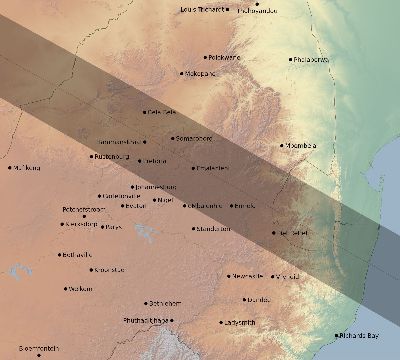 Map of the eclipse path across South Africa on 11/17/2533