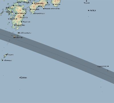 Map of the eclipse path across Japan on 11/07/2534