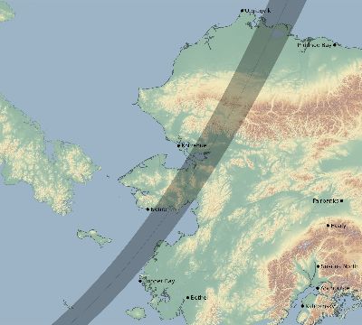 Map of the eclipse path across United States on 03/23/2536